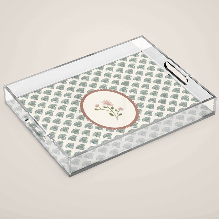 Ditsy Floral in Vintage Frame Acrylic Tray Gallery Image 1