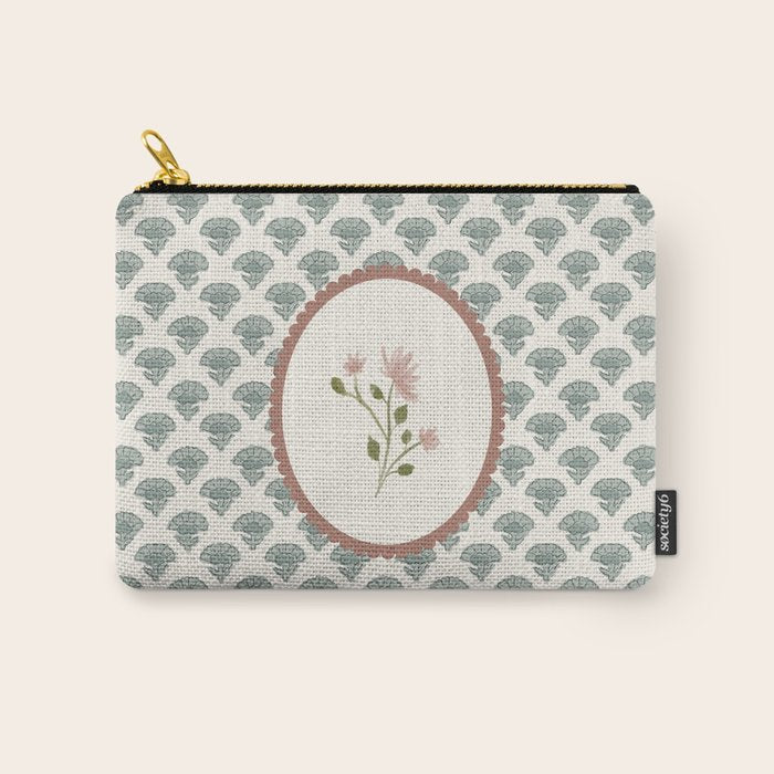 Ditsy Floral in Vintage Frame Carry All Pouch Gallery Image 1
