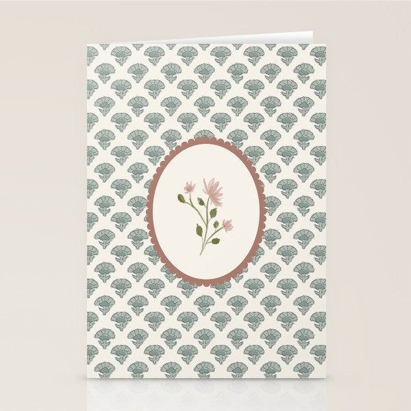 Ditsy Floral in Vintage Frame Stationery Card Gallery Image 2