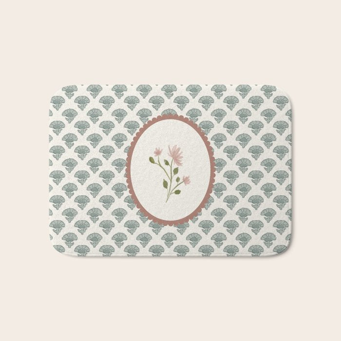 Ditsy Floral in Vintage Frame Bath Mat Gallery Image 1