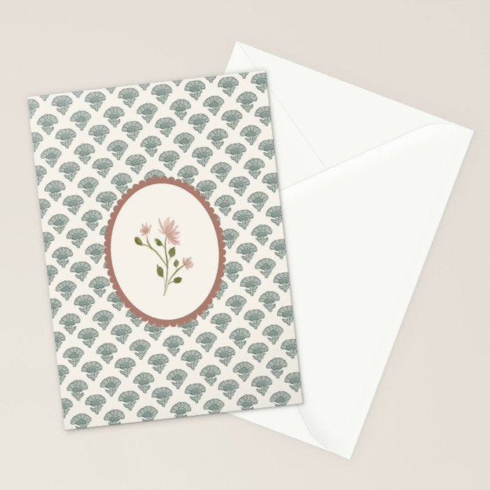 Ditsy Floral in Vintage Frame Stationery Card Gallery Image 2