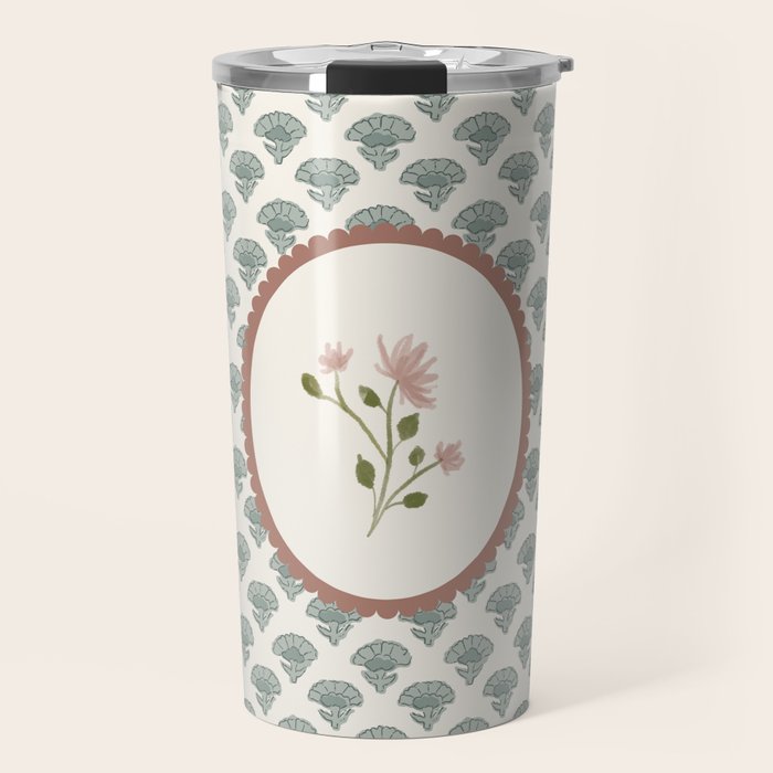Ditsy Floral in Vintage Frame Travel Mug Gallery Image 1