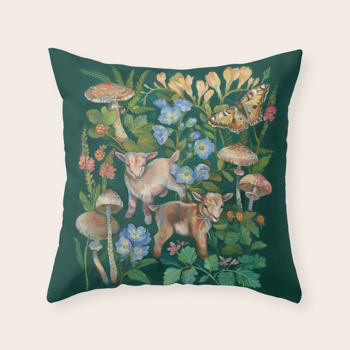 Baby Goat Garden Throw Pillow Gallery Image 6