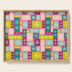 Colorful Geometric Snowflake Tiles Serving Tray Gallery Image 1