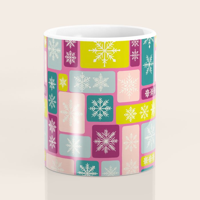Colorful Geometric Snowflake Tiles Coffee Mug Gallery Image 4