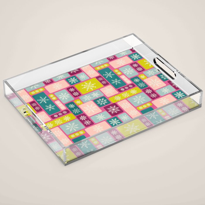 Colorful Geometric Snowflake Tiles Acrylic Tray Gallery Image 1