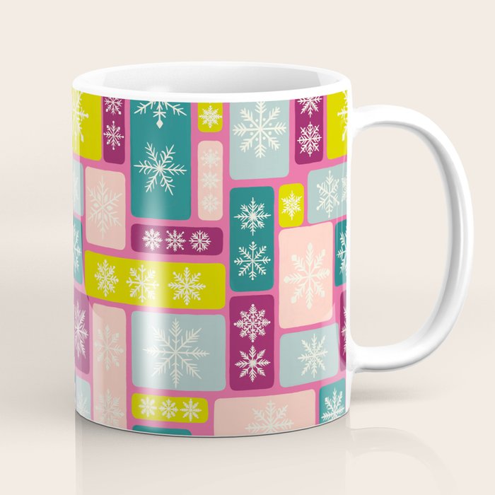 Colorful Geometric Snowflake Tiles Coffee Mug Gallery Image 1