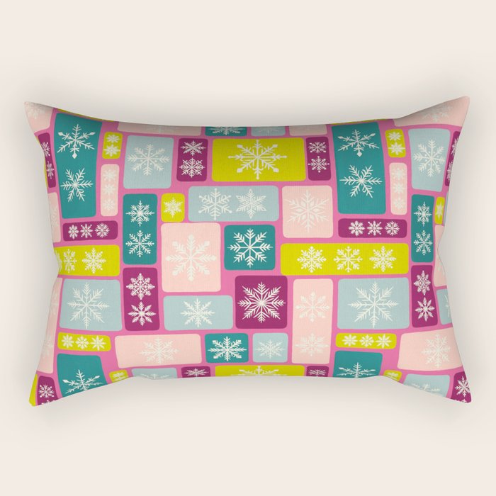 Colorful Geometric Snowflake Tiles Rectangular Pillow Gallery Image 2