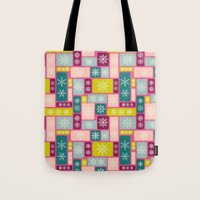 Colorful Geometric Snowflake Tiles Tote Bag Gallery Image 1