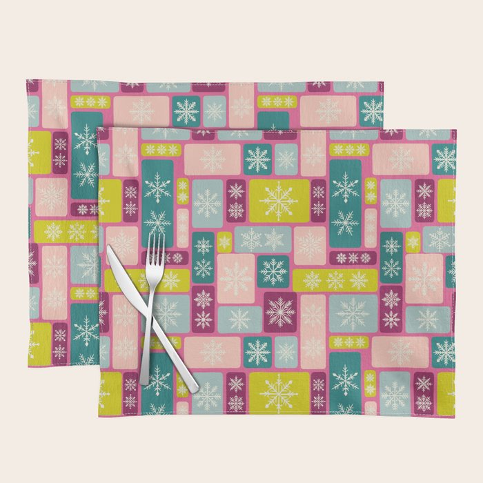 Colorful Geometric Snowflake Tiles Placemat Gallery Image 1