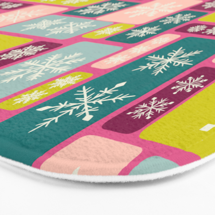 Colorful Geometric Snowflake Tiles Bath Mat Gallery Image 3
