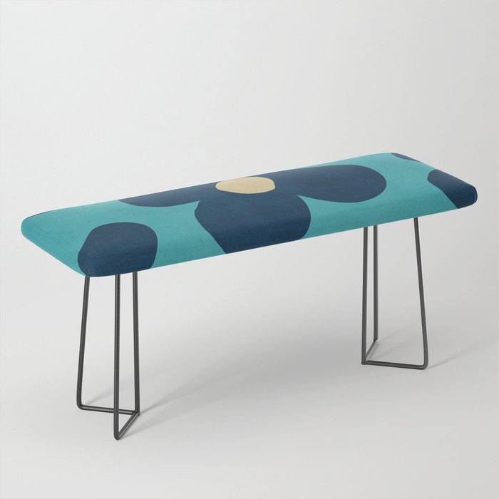 Turquoise Navy Flowers Minimalist Artwork Bench Gallery Image 1