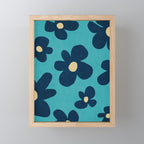Turquoise Navy Flowers Minimalist Artwork Mini Art Print Gallery Image 1