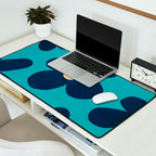 Turquoise Navy Flowers Minimalist Artwork Desk Mat Gallery Image 2