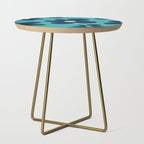 Turquoise Navy Flowers Minimalist Artwork Side Table Gallery Image 1