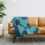 Turquoise Navy Flowers Minimalist Artwork Throw Blanket Gallery Image 1