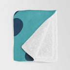 Turquoise Navy Flowers Minimalist Artwork Throw Blanket Gallery Image 3