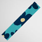 Turquoise Navy Flowers Minimalist Artwork Table Runner Gallery Image 3