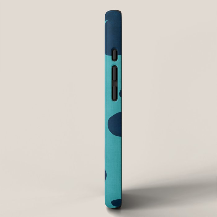Turquoise Navy Flowers Minimalist Artwork iPhone Case Gallery Image 2