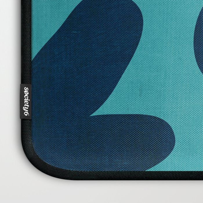 Turquoise Navy Flowers Minimalist Artwork Laptop Sleeve Gallery Image 3