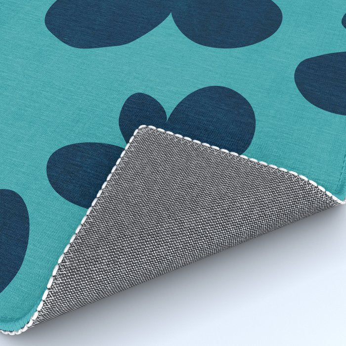 Turquoise Navy Flowers Minimalist Artwork Rug Gallery Image 4