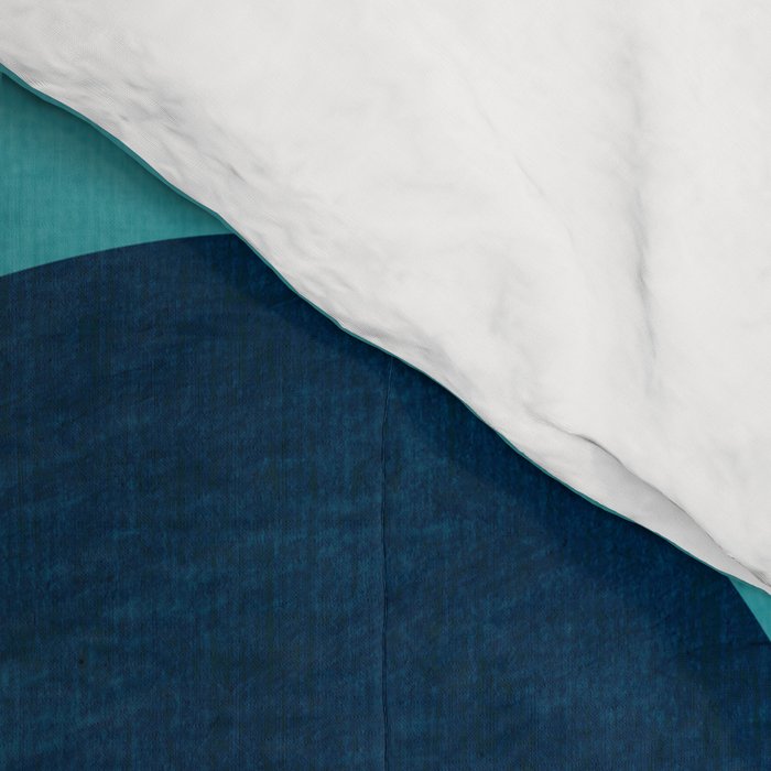 Turquoise Navy Flowers Minimalist Artwork Comforter Gallery Image 4