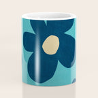 Turquoise Navy Flowers Minimalist Artwork Coffee Mug Gallery Image 4