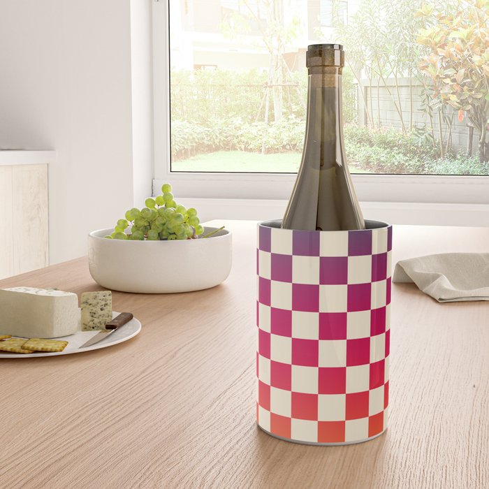 Checkerboard Checkered Checked Check Chessboard Pattern in Colorful Colors Wine Chiller Gallery Image 4