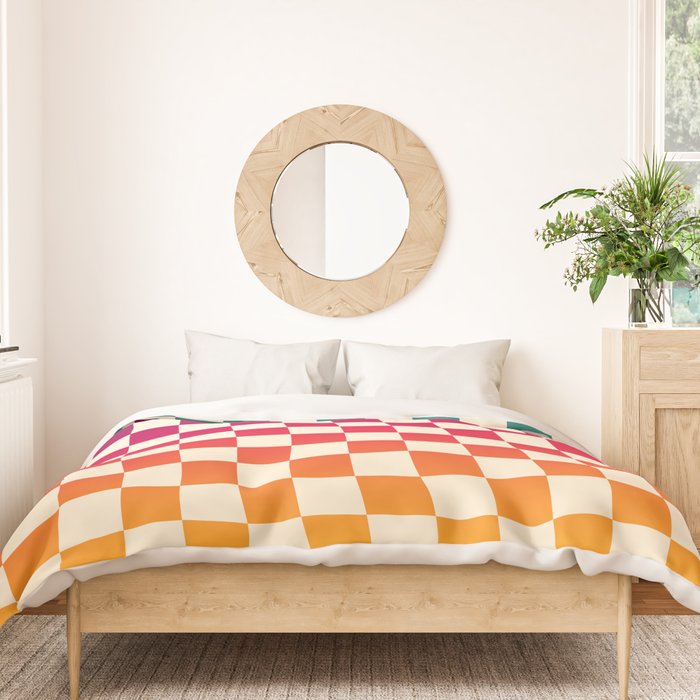 Checkerboard Checkered Checked Check Chessboard Pattern in Colorful Colors Duvet Cover Gallery Image 3