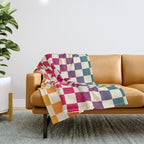 Checkerboard Checkered Checked Check Chessboard Pattern in Colorful Colors Throw Blanket Gallery Image 1