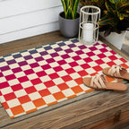 Checkerboard Checkered Checked Check Chessboard Pattern in Colorful Colors Outdoor Rug Gallery Image 2