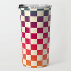 Checkerboard Checkered Checked Check Chessboard Pattern in Colorful Colors Travel Mug Gallery Image 3