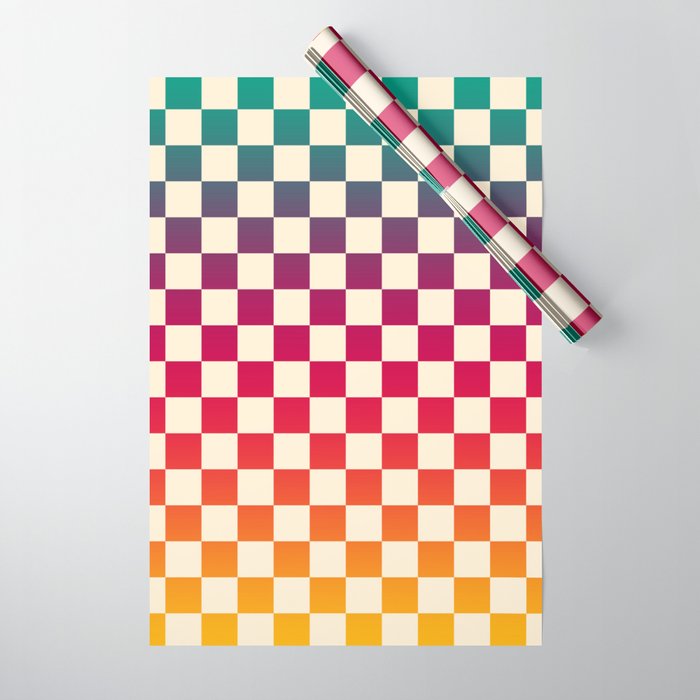 Checkerboard Checkered Checked Check Chessboard Pattern in Colorful Colors Wrapping Paper Gallery Image 1