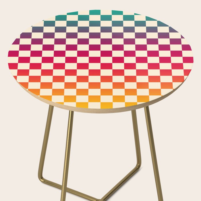Checkerboard Checkered Checked Check Chessboard Pattern in Colorful Colors Side Table Gallery Image 2