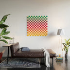 Checkerboard Checkered Checked Check Chessboard Pattern in Colorful Colors Wood Wall Art Gallery Image 2