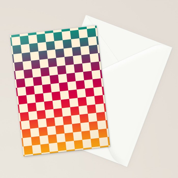 Checkerboard Checkered Checked Check Chessboard Pattern in Colorful Colors Stationery Card Gallery Image 2