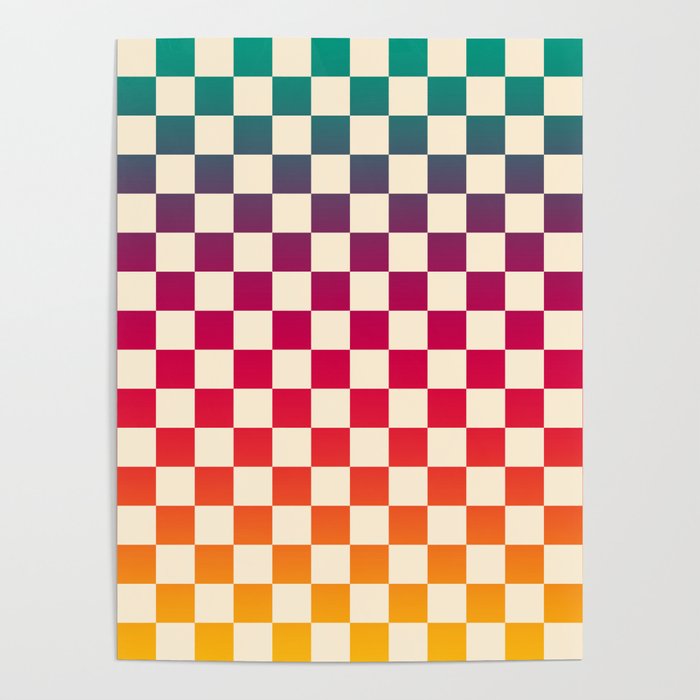 Checkerboard Checkered Checked Check Chessboard Pattern in Colorful Colors Poster Gallery Image 4