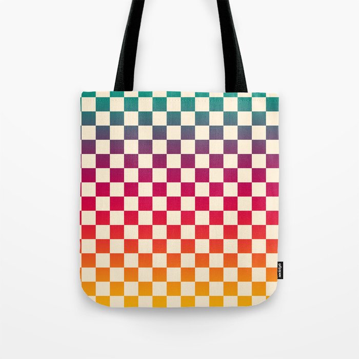 Checkerboard Checkered Checked Check Chessboard Pattern in Colorful Colors Tote Bag Gallery Image 1