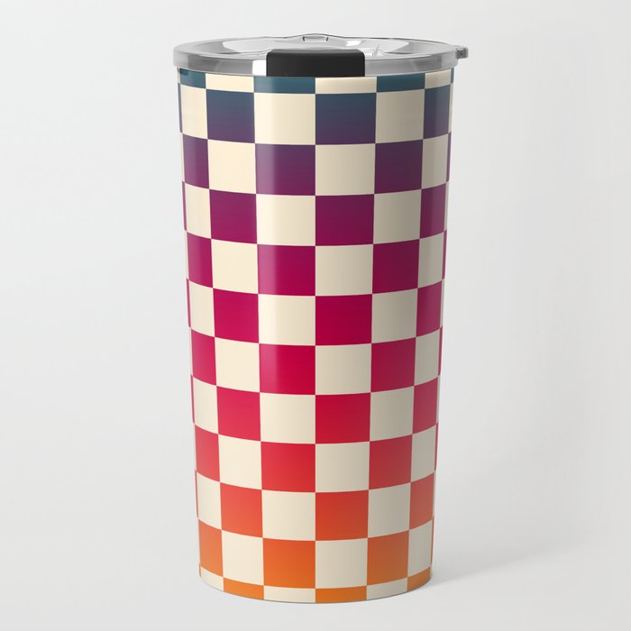Checkerboard Checkered Checked Check Chessboard Pattern in Colorful Colors Travel Mug Gallery Image 1