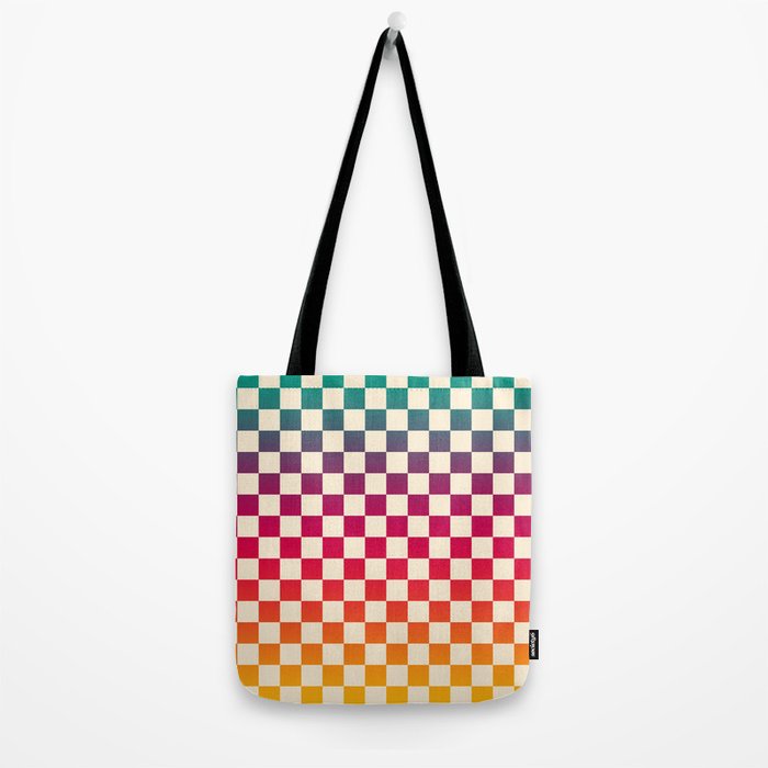 Checkerboard Checkered Checked Check Chessboard Pattern in Colorful Colors Tote Bag Gallery Image 2