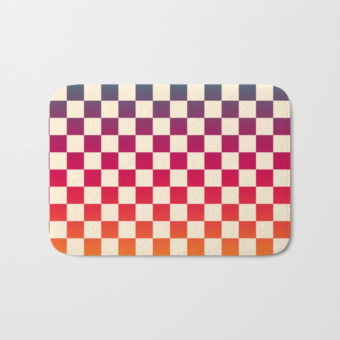 Checkerboard Checkered Checked Check Chessboard Pattern in Colorful Colors Bath Mat Gallery Image 1