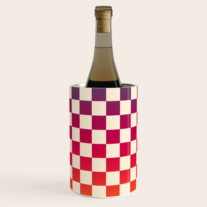 Checkerboard Checkered Checked Check Chessboard Pattern in Colorful Colors Wine Chiller Gallery Image 2