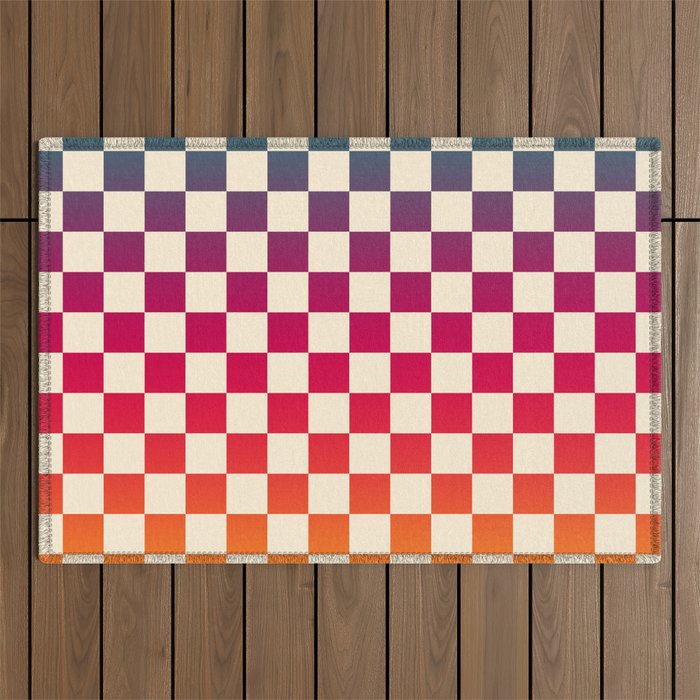 Checkerboard Checkered Checked Check Chessboard Pattern in Colorful Colors Outdoor Rug Gallery Image 1