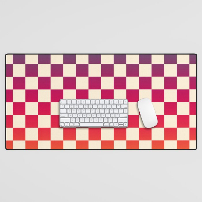 Checkerboard Checkered Checked Check Chessboard Pattern in Colorful Colors Desk Mat Gallery Image 1