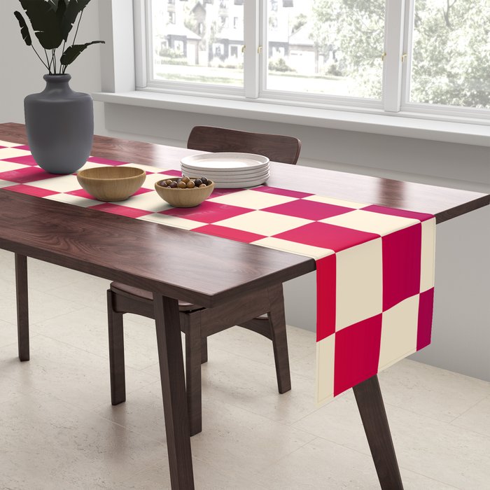 Checkerboard Checkered Checked Check Chessboard Pattern in Colorful Colors Table Runner Gallery Image 2