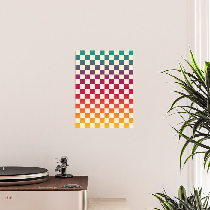 Checkerboard Checkered Checked Check Chessboard Pattern in Colorful Colors Poster Gallery Image 2