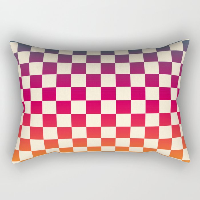 Checkerboard Checkered Checked Check Chessboard Pattern in Colorful Colors Rectangular Pillow Gallery Image 1