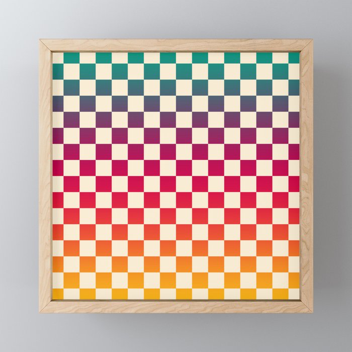 Checkerboard Checkered Checked Check Chessboard Pattern in Colorful Colors Mini Art Print Gallery Image 1