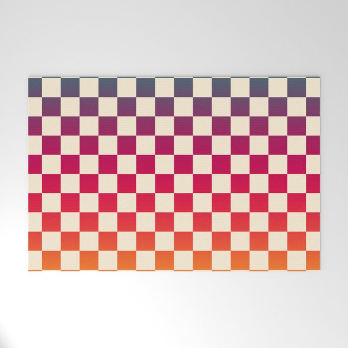 Checkerboard Checkered Checked Check Chessboard Pattern in Colorful Colors Welcome Mat Gallery Image 1