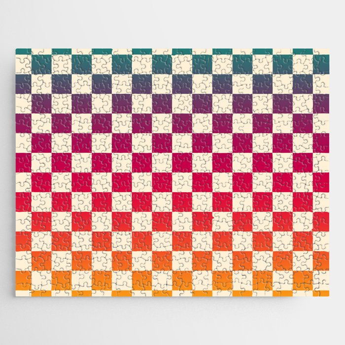 Checkerboard Checkered Checked Check Chessboard Pattern in Colorful Colors Jigsaw Puzzle Gallery Image 1